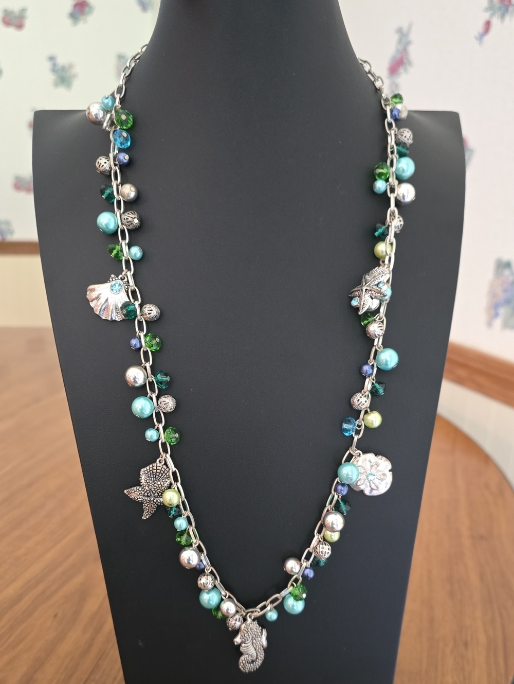 Coastal Charm Multi-Color Beaded Charm Necklace